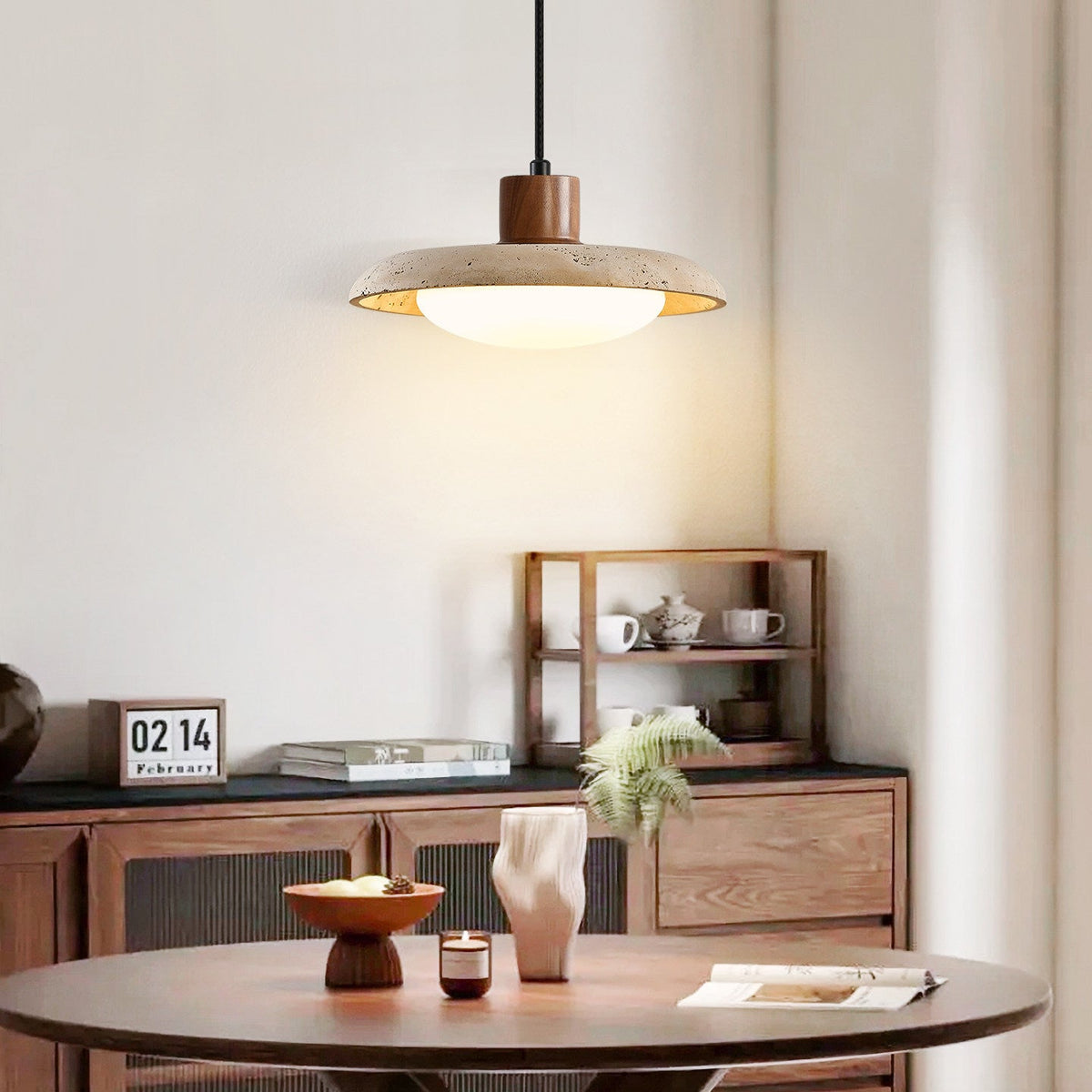 Tavola Travertine Pendant Light – Natural Stone LED Pendant for Dining & Kitchen