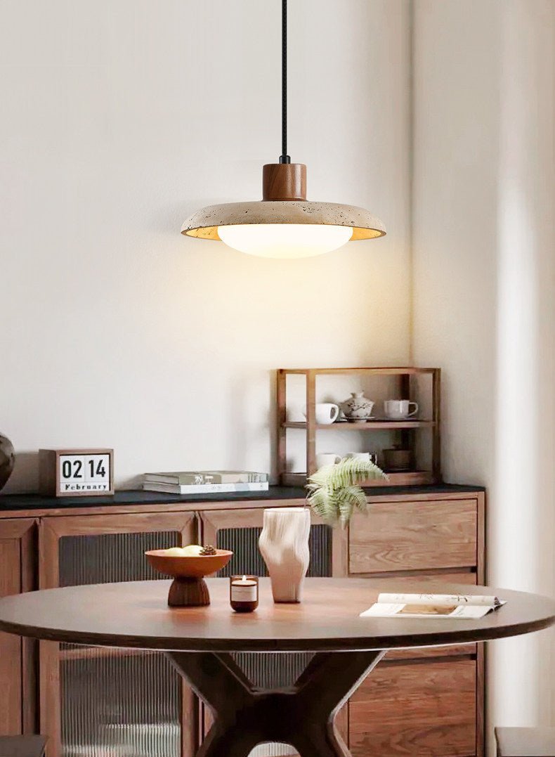 Tavola Travertine Pendant Light – Natural Stone LED Pendant for Dining & Kitchen