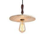 Tavor Disc Pendant Light in Natural Travertine with Walnut Accent