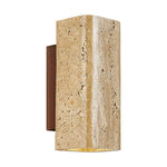 Tavora Arc Wall Sconce in Yellow Travertine and Walnut Wood