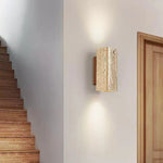 Tavora Arc Wall Sconce in Yellow Travertine and Walnut Wood