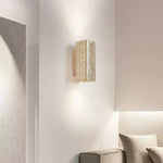 Tavora Arc Wall Sconce in Yellow Travertine and Walnut Wood