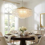 Teardrop Shell Chandelier in Gold Finish with Natural Shell Shades