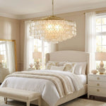 Teardrop Shell Chandelier in Gold Finish with Natural Shell Shades