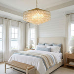 Teardrop Shell Chandelier in Gold Finish with Natural Shell Shades