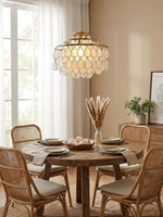 Teardrop Shell Chandelier in Gold Finish with Natural Shell Shades