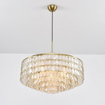 Teardrop Shell Chandelier in Gold Finish with Natural Shell Shades