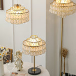 Teardrops Shell Table Lamp in Gold and Black Marble