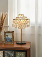 Teardrops Shell Table Lamp in Gold and Black Marble