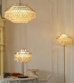 Teardrops Shell Table Lamp in Gold and Black Marble