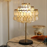 Teardrops Shell Table Lamp in Gold and Black Marble