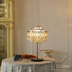 Teardrops Shell Table Lamp in Gold and Black Marble