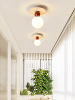 Telvian Ceiling Light in Yellow Travertine and Glass
