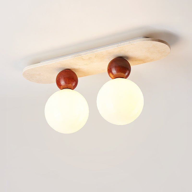 Telvian Ceiling Light in Yellow Travertine and Glass