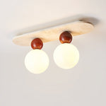 Telvian Ceiling Light in Yellow Travertine and Glass