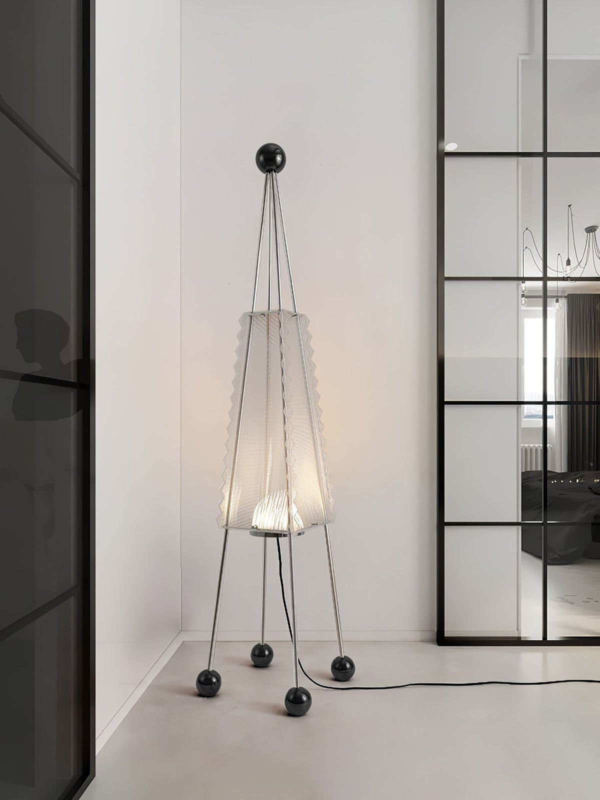 Obelisk Mesh Floor Lamp – Modern Sculptural LED Floor Light for Living Room