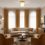 Terra Globe Ceiling Light in Hand-Chiseled Travertine with Opal Glass Shade