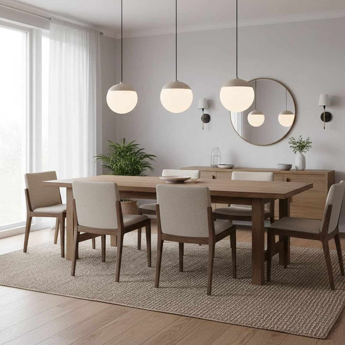 Terra Orb Cluster Pendant Light – Natural Travertine & Glass Trio