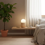 Terra Orb Travertine Table Lamp with Opal Glass Shade