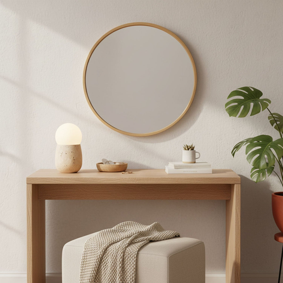 Terra Orb Travertine Table Lamp with Opal Glass Shade