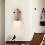Terra Curve Wall Sconce in Yellow Travertine and Wood