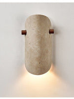 Terra Curve Wall Sconce in Yellow Travertine and Wood