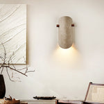 Terra Curve Wall Sconce in Yellow Travertine and Wood
