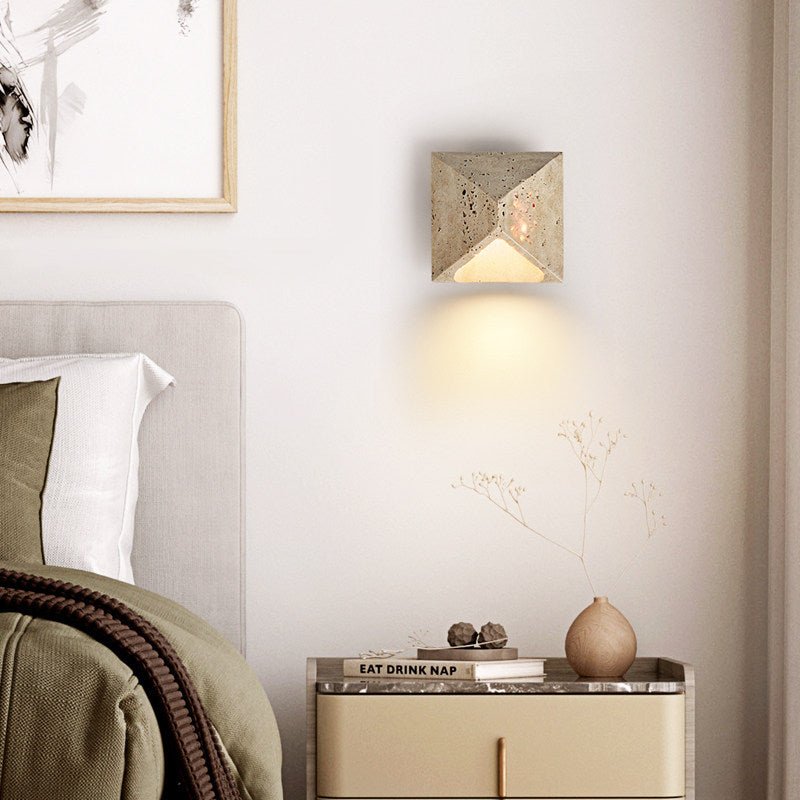 Terra Prism Wall Sconce in Yellow Travertine | Modern LED Wall Light