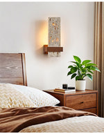 Terra Travertine Wall Sconce with Walnut Accent