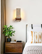 Terra Travertine Wall Sconce with Walnut Accent