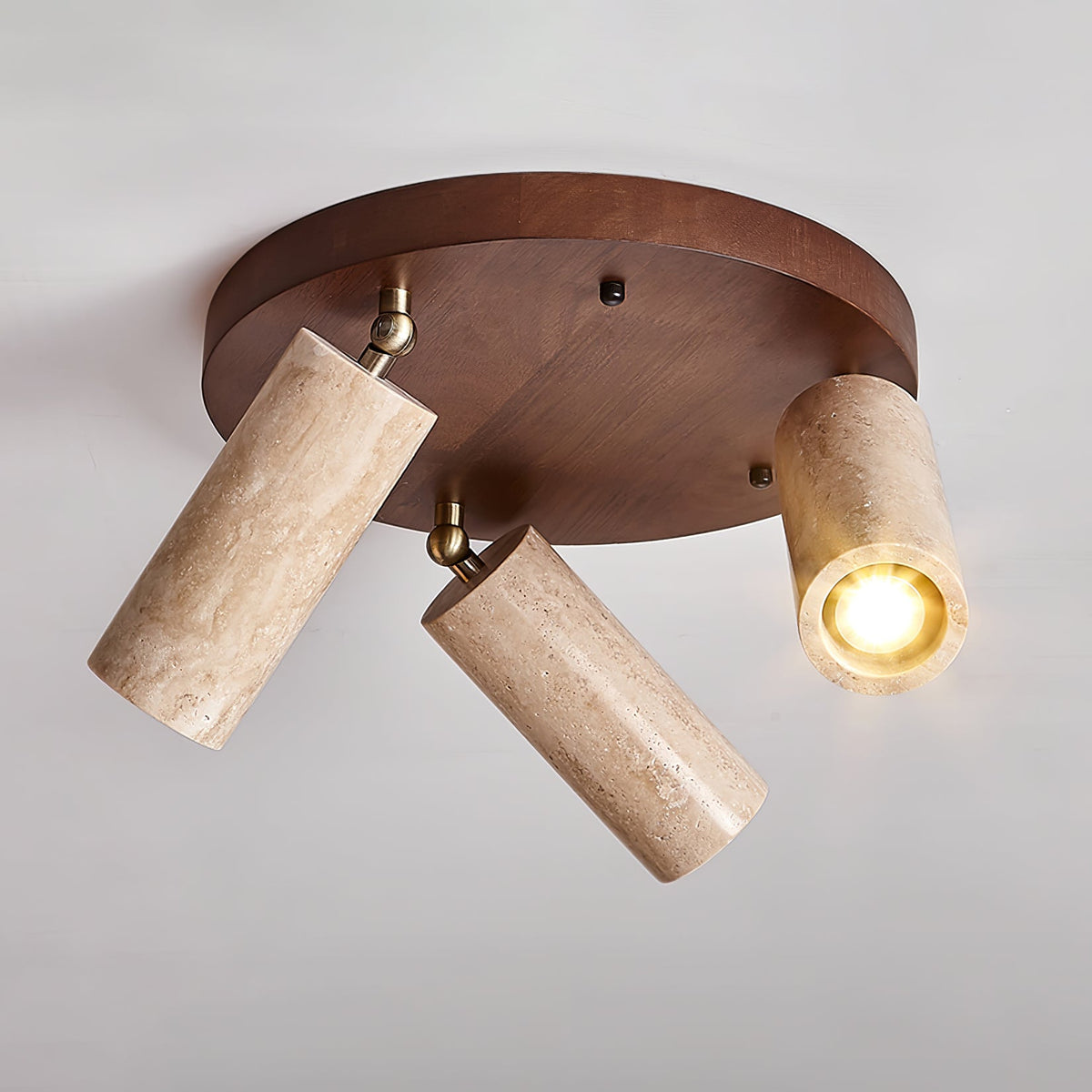 Terra Beam Ceiling Light in Travertine and Wood