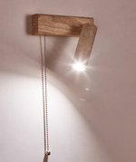 Terra Beam Wall Sconce with Travertine Shade and Wood Mount