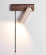 Terra Beam Wall Sconce with Travertine Shade and Wood Mount