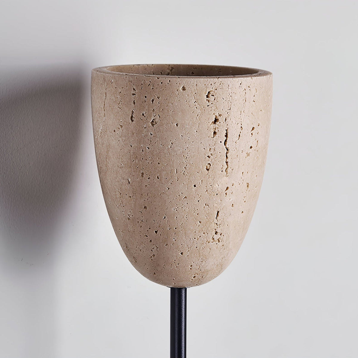 Terra Bell Travertine Wall Sconce with Walnut Accent