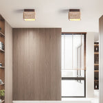Terra Block Travertine Ceiling Light in Walnut Wood Finish