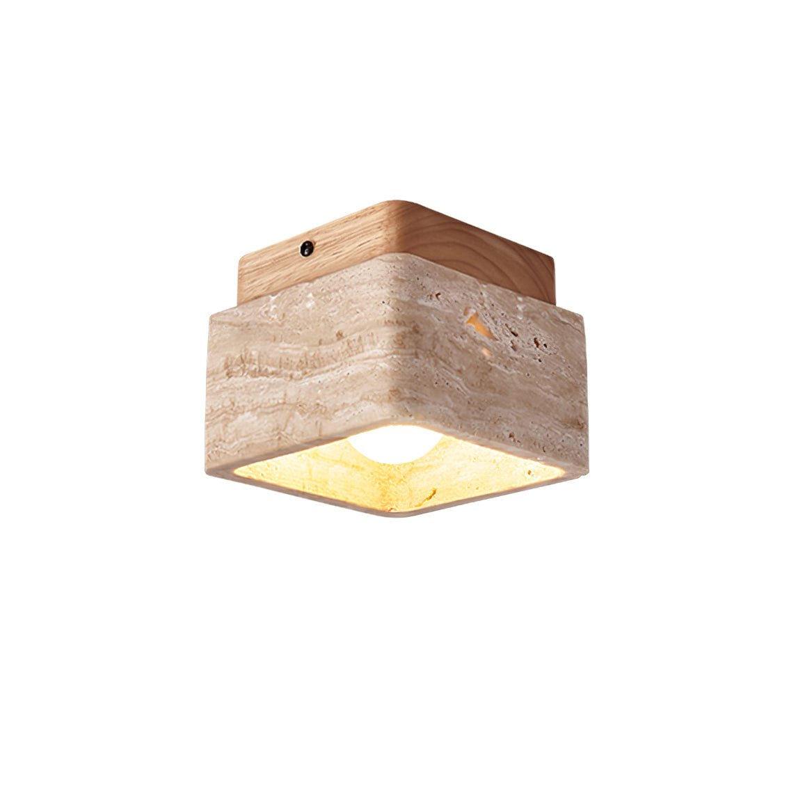 Terra Block Travertine Ceiling Light in Walnut Wood Finish