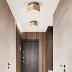Terra Block Travertine Ceiling Light in Walnut Wood Finish