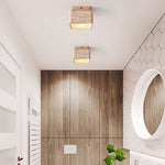 Terra Block Travertine Ceiling Light in Walnut Wood Finish