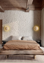 Terra Disc Travertine Wall Sconce with Integrated LED