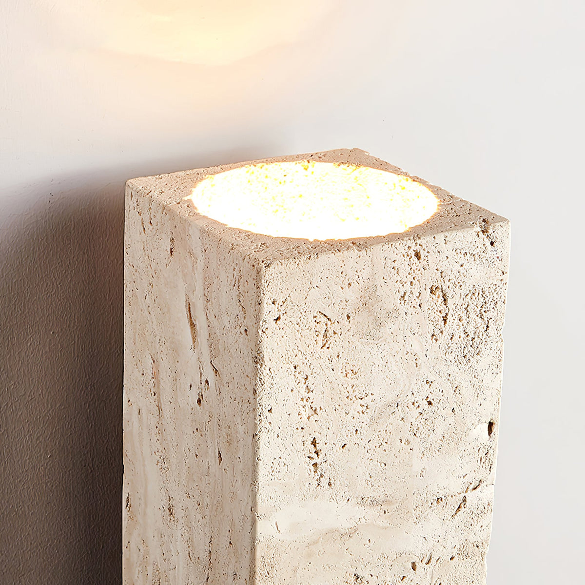 Terra Form Travertine Wall Sconce with Wood Accent