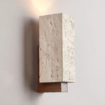 Terra Form Travertine Wall Sconce with Wood Accent