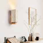 Terra Form Travertine Wall Sconce with Wood Accent