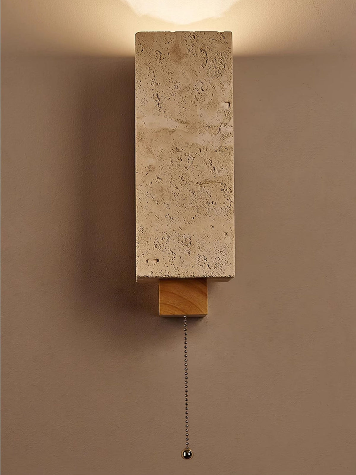 Terra Form Travertine Wall Sconce with Wood Accent