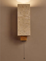 Terra Form Travertine Wall Sconce with Wood Accent