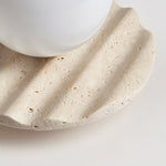 Terra Globe Ceiling Light in Hand-Chiseled Travertine with Opal Glass Shade