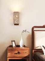 Terra Glow Corner Wall Sconce in Yellow Travertine and Walnut