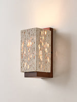 Terra Glow Corner Wall Sconce in Yellow Travertine and Walnut