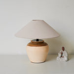 Terra Glow Ceramic Table Lamp with Linen Shade for Bedroom and Living Room