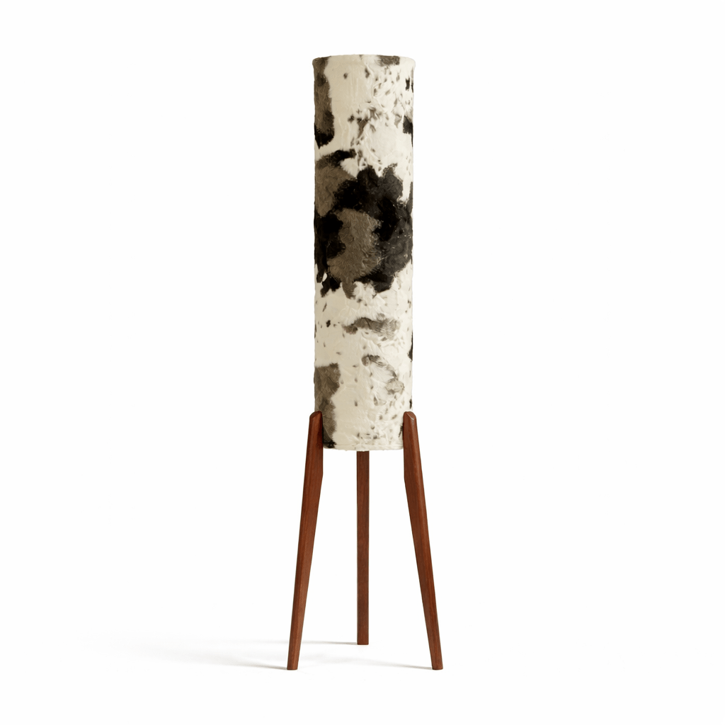 Terra Ink Column Floor Lamp – Sculptural Wooden Tripod Floor Light