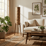 Terra Ink Column Floor Lamp – Sculptural Wooden Tripod Floor Light
